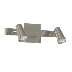Aplique 2 L. base reg. acero/blanco