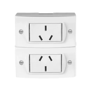 Llave 2 módulos exterior JELUZ tomas 10 amp.