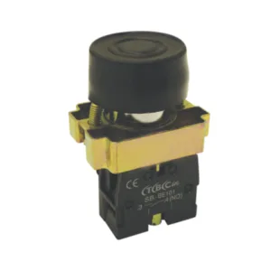 Pulsador metalico 22mm negro c/capuchon de goma TBC SA-BP21