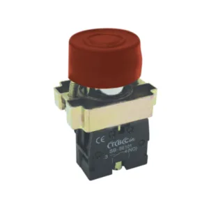 Pulsador metalico 22mm rojo c/capuchon de goma TBC SA-BP42