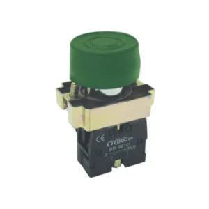 Pulsador metalico 22mm verde c/capuchon de goma TBC SA-BP31