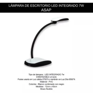 Velador CANDIL LED 7w blanco/negro TOUCH dimerizable